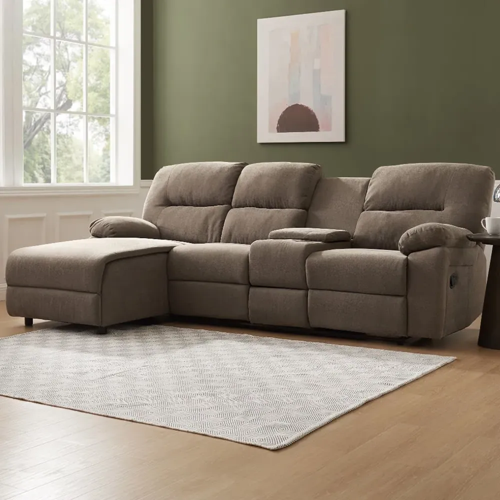 Jacob 3-Seater Left Hand Chaise Recliner Sofa - Brown image