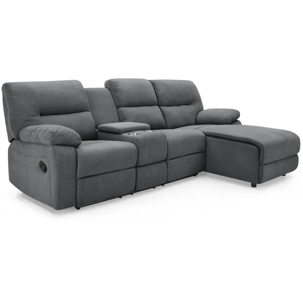Jacob 3-Seater Left Hand Chaise Recliner Sofa - Dark Grey
