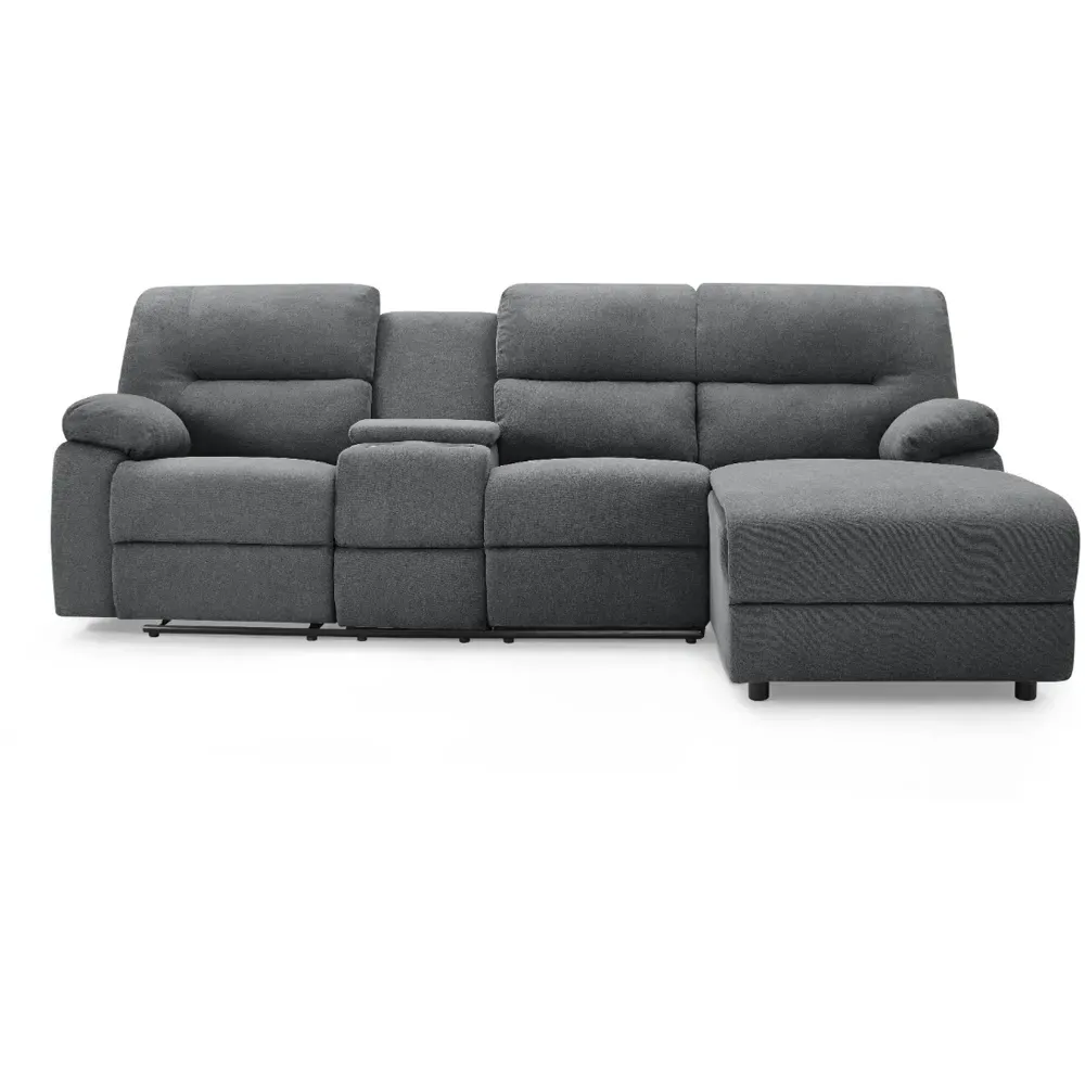 Jacob 3-Seater Left Hand Chaise Recliner Sofa - Dark Grey