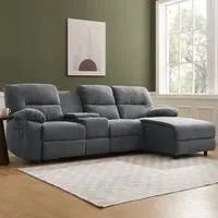 Jacob 3-Seater Left Hand Chaise Recliner Sofa - Dark Grey
