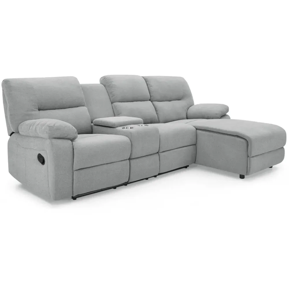 Jacob 3-Seater Left Hand Chaise Recliner Sofa - Light Grey