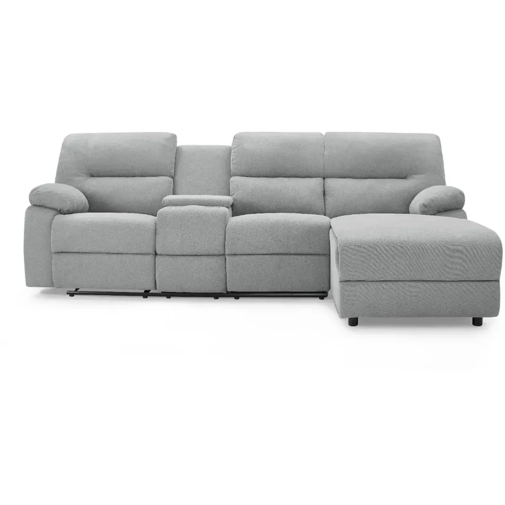 Jacob 3-Seater Left Hand Chaise Recliner Sofa - Light Grey