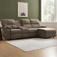 Jacob 3-Seater Right Hand Chaise Recliner Sofa - Brown