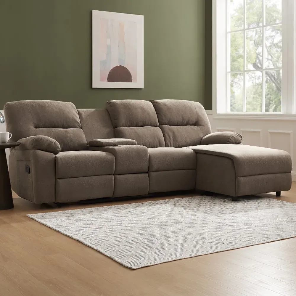 Jacob 3-Seater Right Hand Chaise Recliner Sofa - Brown