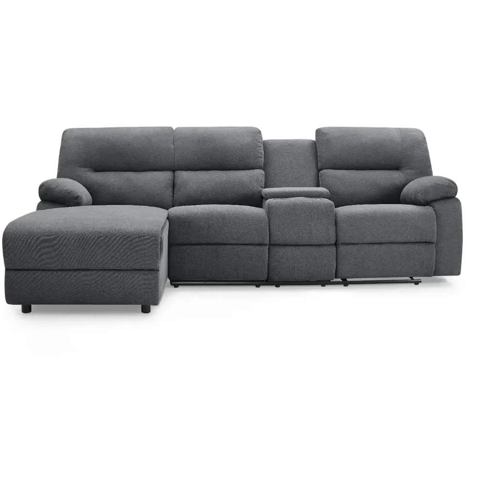 Jacob 3-Seater Right Hand Chaise Recliner Sofa - Dark Grey