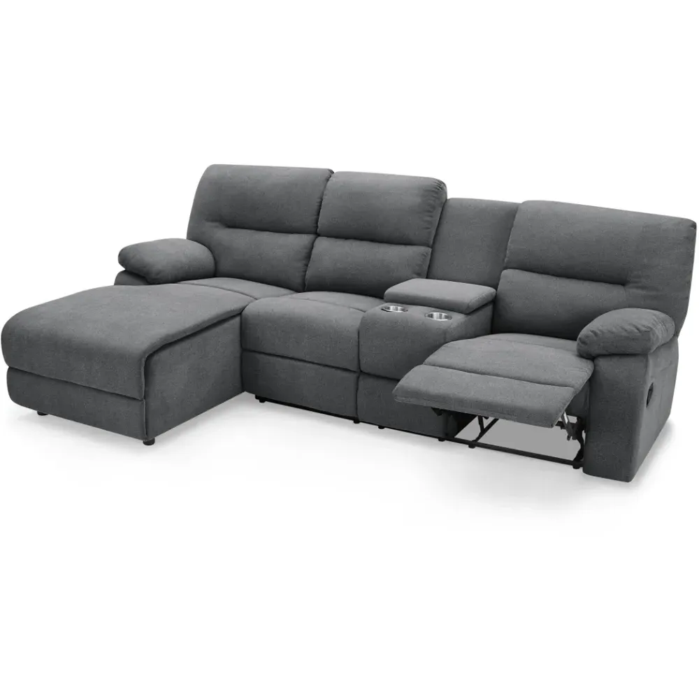 Jacob 3-Seater Right Hand Chaise Recliner Sofa - Dark Grey