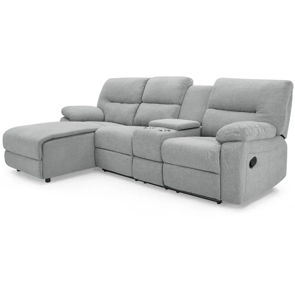 Jacob 3-Seater Right Hand Chaise Recliner Sofa - Light Grey