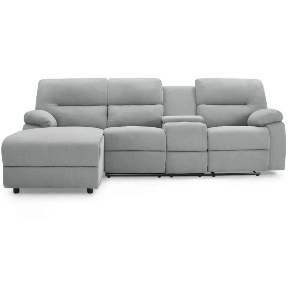 Jacob 3-Seater Right Hand Chaise Recliner Sofa - Light Grey