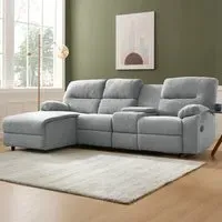 Jacob 3-Seater Right Hand Chaise Recliner Sofa - Light Grey