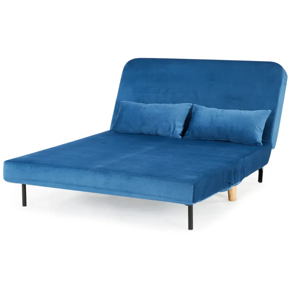 Keller 2-Seater Sofa Bed with Click-Clack - Blue, Velvet