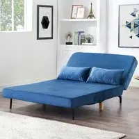 Keller 2-Seater Sofa Bed with Click-Clack - Blue, Velvet