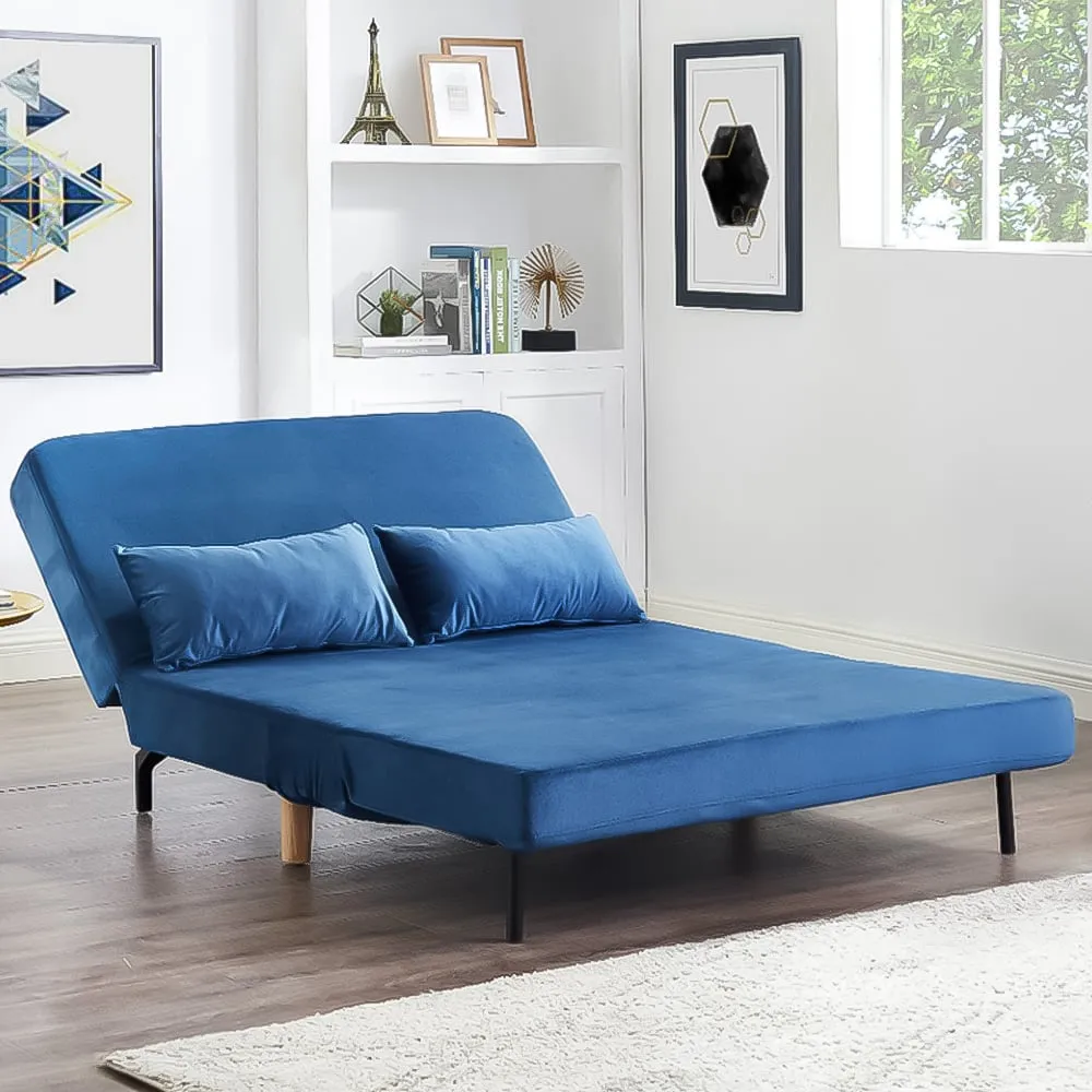 Keller 2-Seater Sofa Bed with Click-Clack - Blue, Velvet image