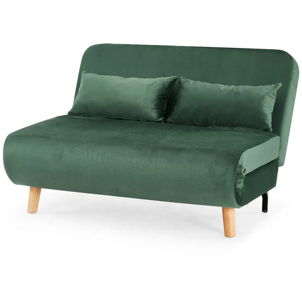 Keller 2-Seater Sofa Bed with Click-Clack - Green, Velvet