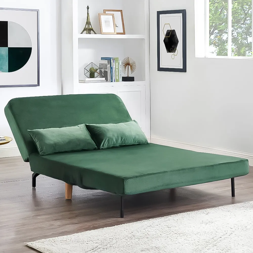 Keller 2-Seater Sofa Bed with Click-Clack - Green, Velvet