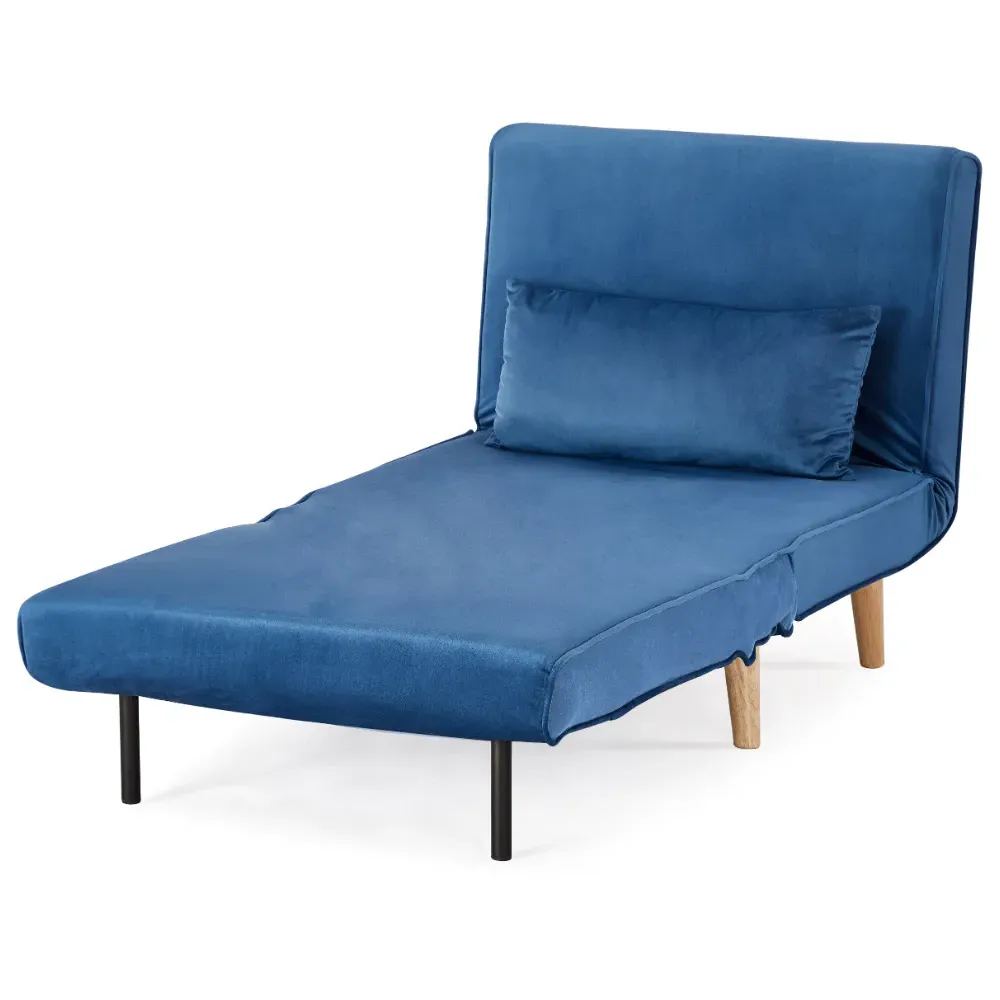 Kendal Single Sleeper Chair Bed - Blue, Velvet