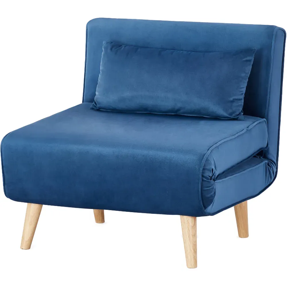 Kendal Single Sleeper Chair Bed - Blue, Velvet