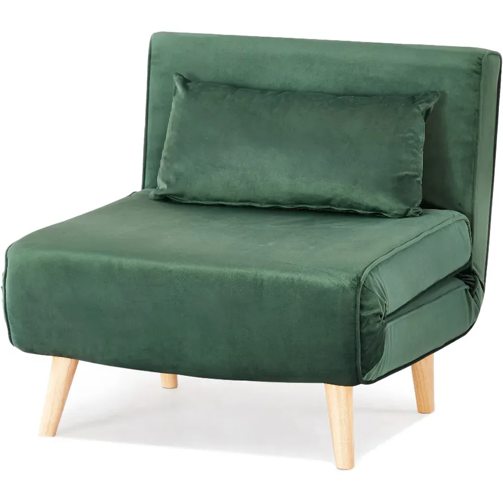 Kendal Single Sleeper Chair Bed - Green, Velvet