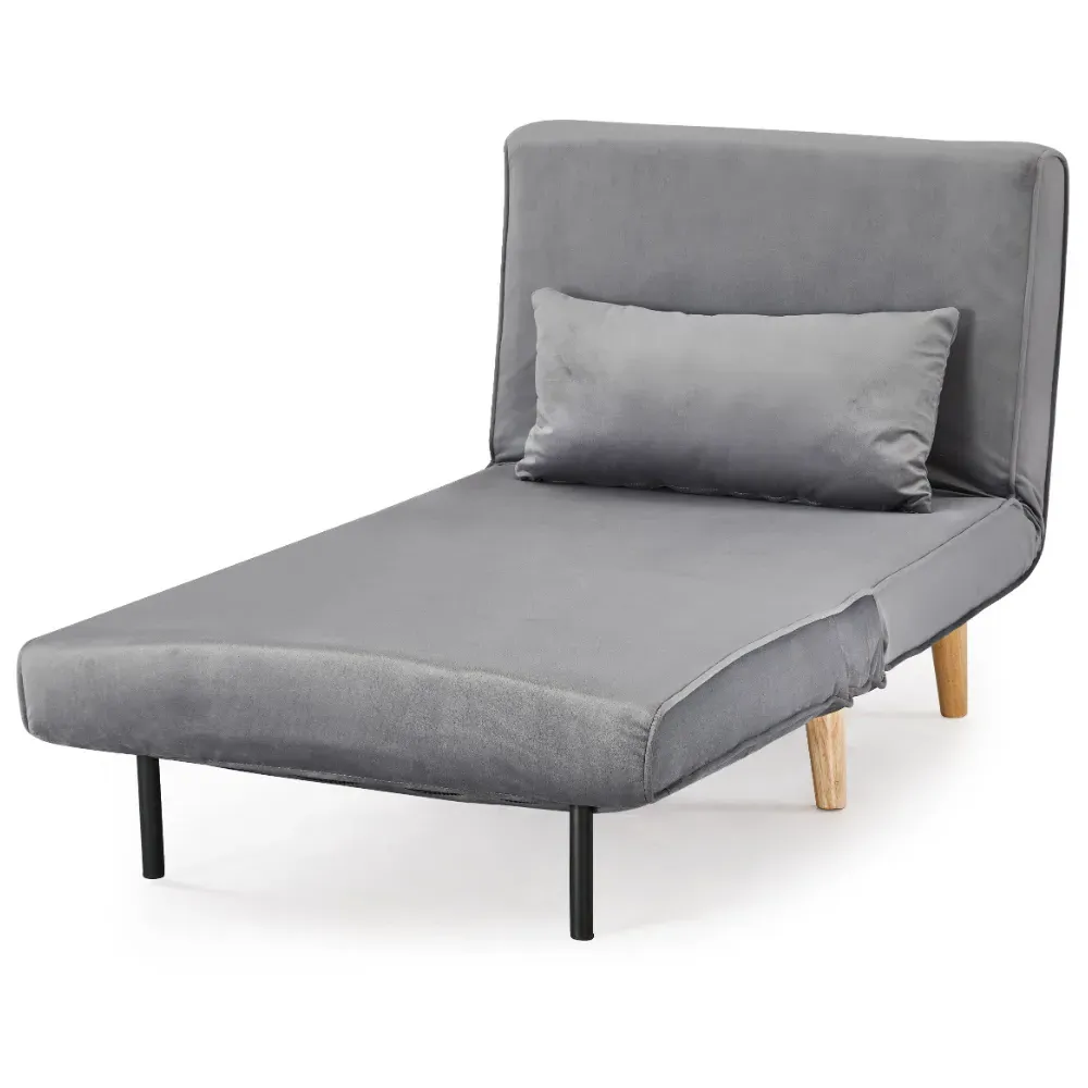 Kendal Single Sleeper Chair Bed - Grey, Velvet