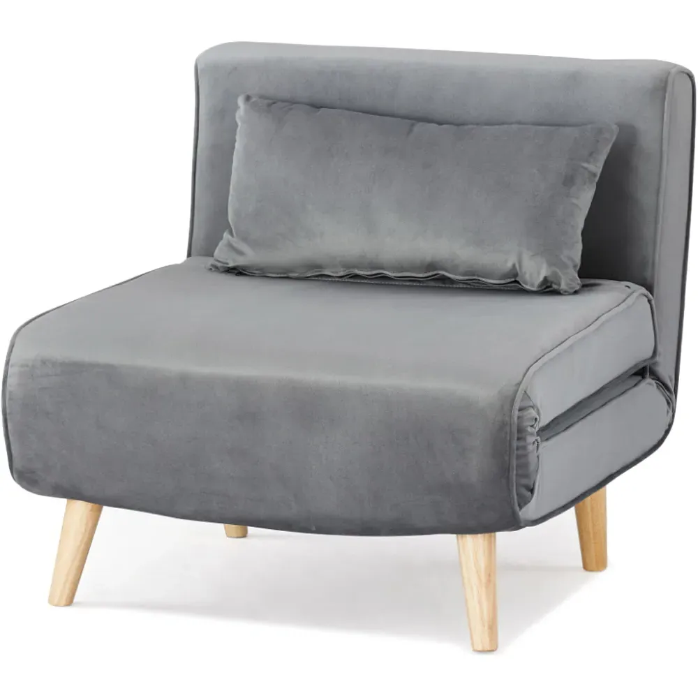 Kendal Single Sleeper Chair Bed - Grey, Velvet