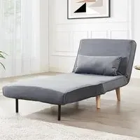 Kendal Single Sleeper Chair Bed - Grey, Velvet