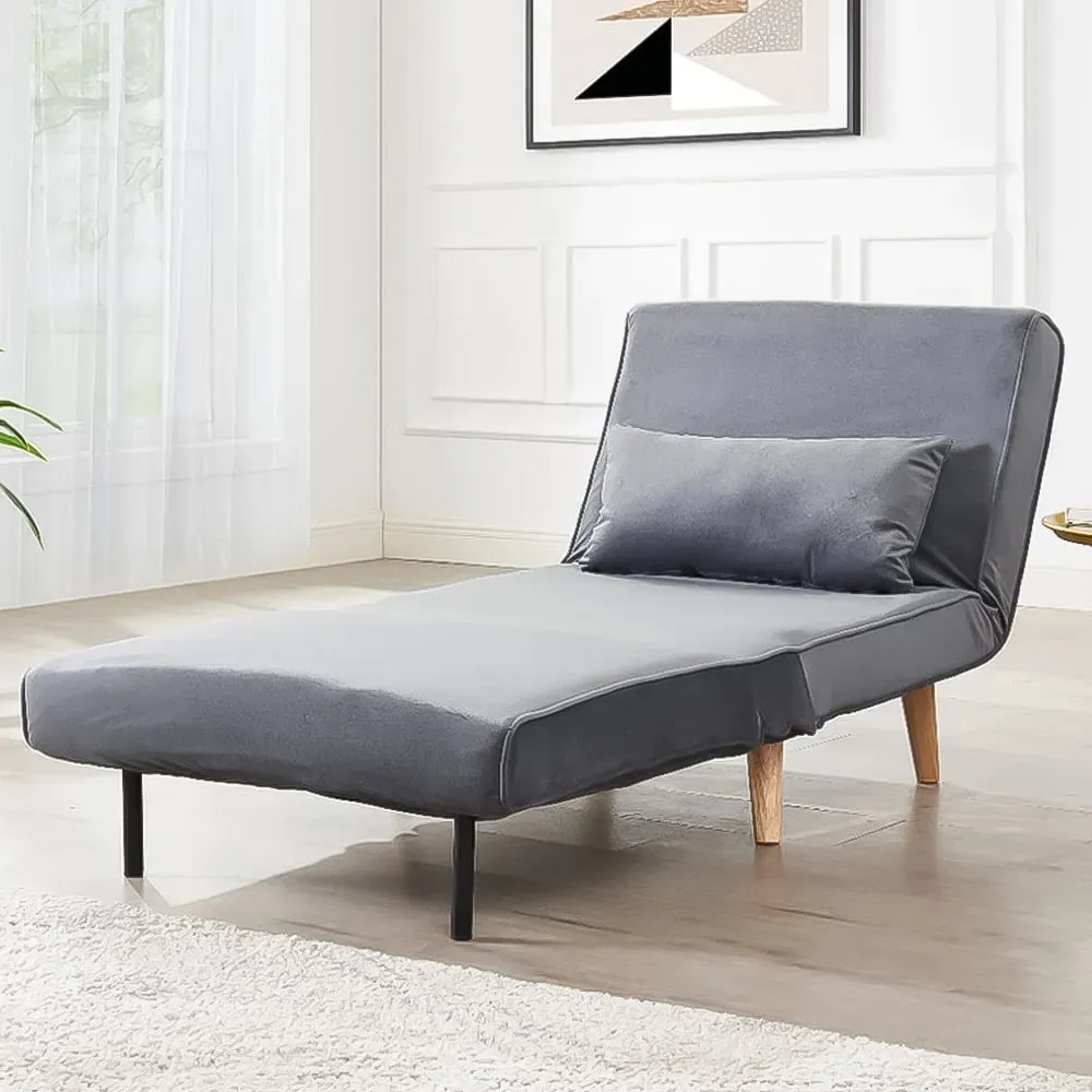 Kendal Single Sleeper Chair Bed - Grey, Velvet image