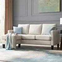 Leah 3-Seater L-Shaped Sofa with Reversible Chaise - Cream, Velvet