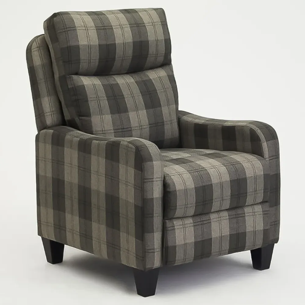 Lennox Recliner Chair with Manual Recline - Grey, Tartan