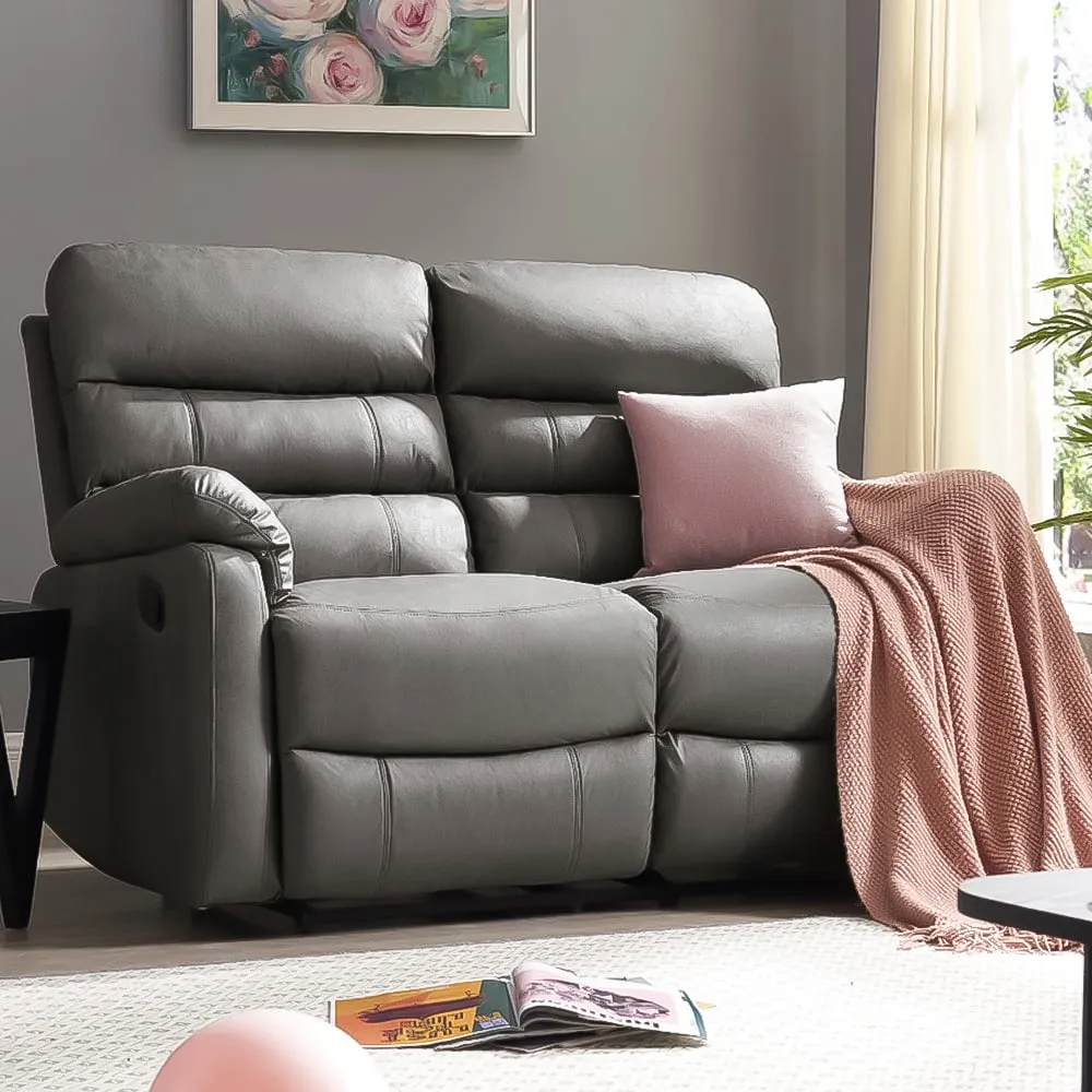Maxwell 2-Seater Manual Recliner Sofa - Grey, Air Leather image