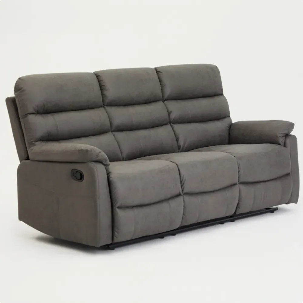 Maxwell 3-Seater Manual Recliner Sofa - Grey, Air Leather