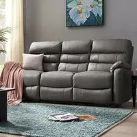 Maxwell 3-Seater Manual Recliner Sofa - Grey, Air Leather