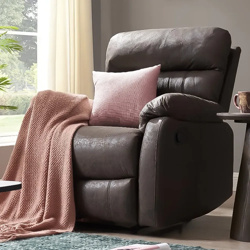 Maxwell Manual Recliner Armchair - Brown, Air Leather image