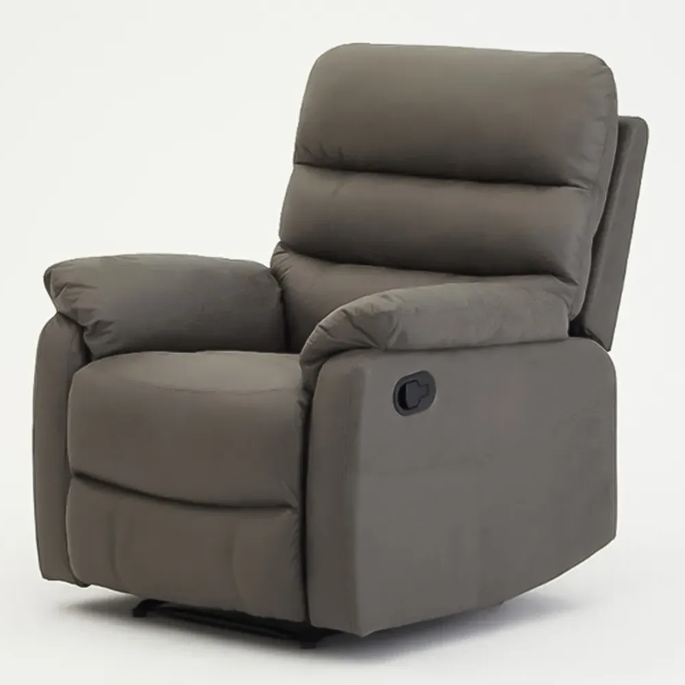 Maxwell Manual Recliner Armchair - Grey, Air Leather