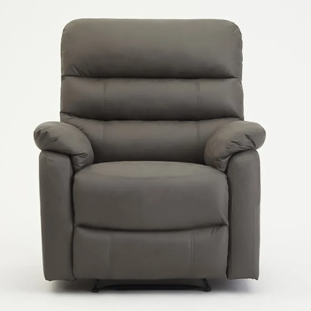 Maxwell Manual Recliner Armchair - Grey, Air Leather