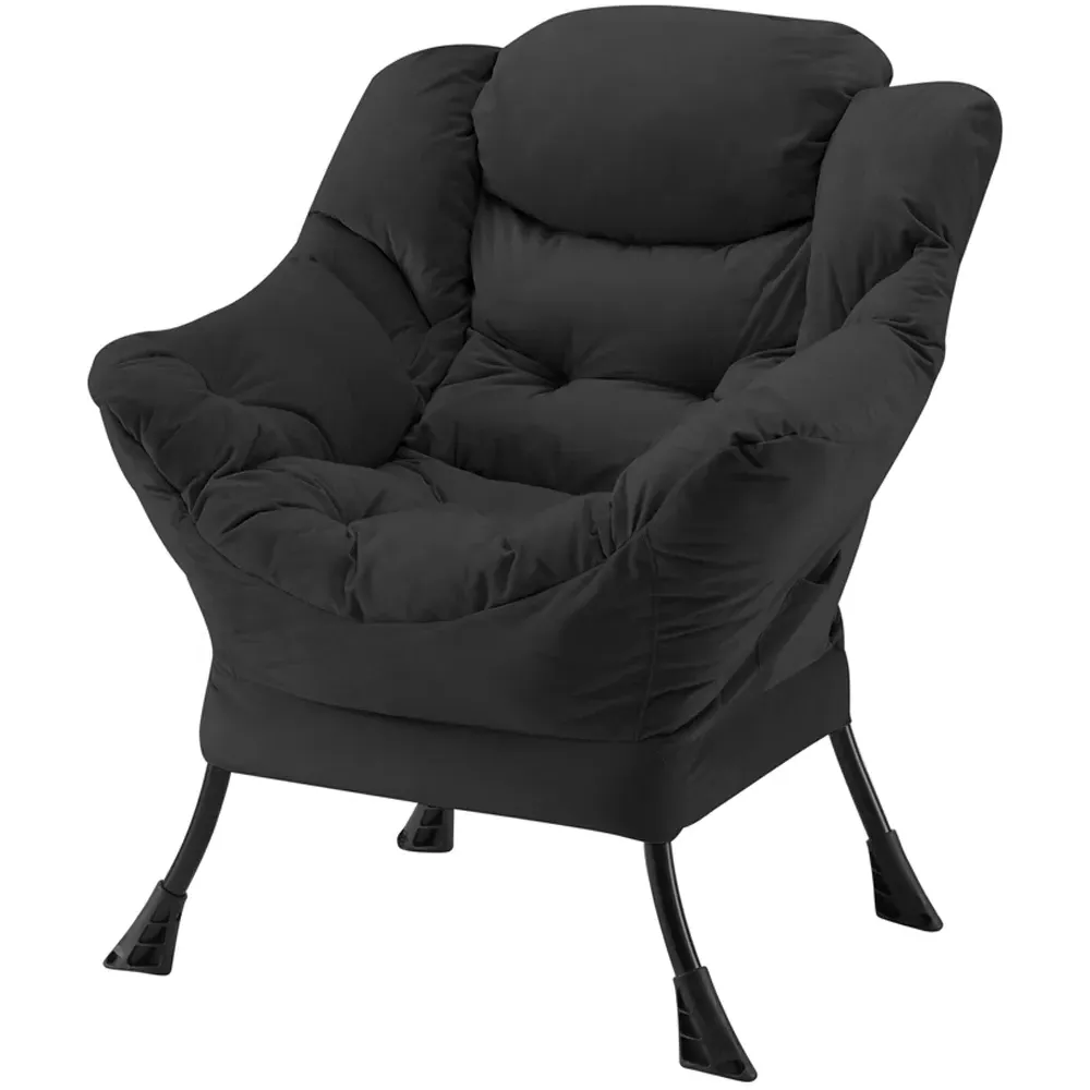 Mellow Lazy Chair with Storage - Black, Velvet