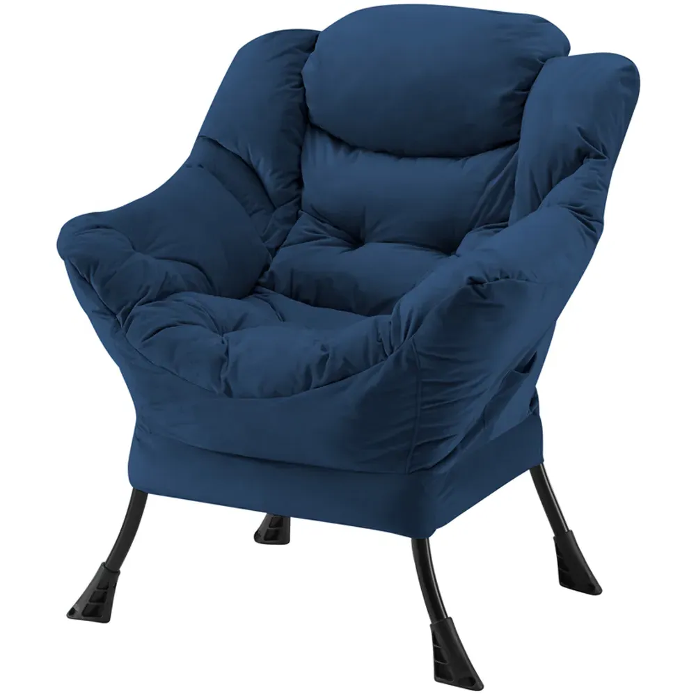 Mellow Lazy Chair with Storage - Blue, Velvet