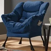 Mellow Lazy Chair with Storage - Blue, Velvet