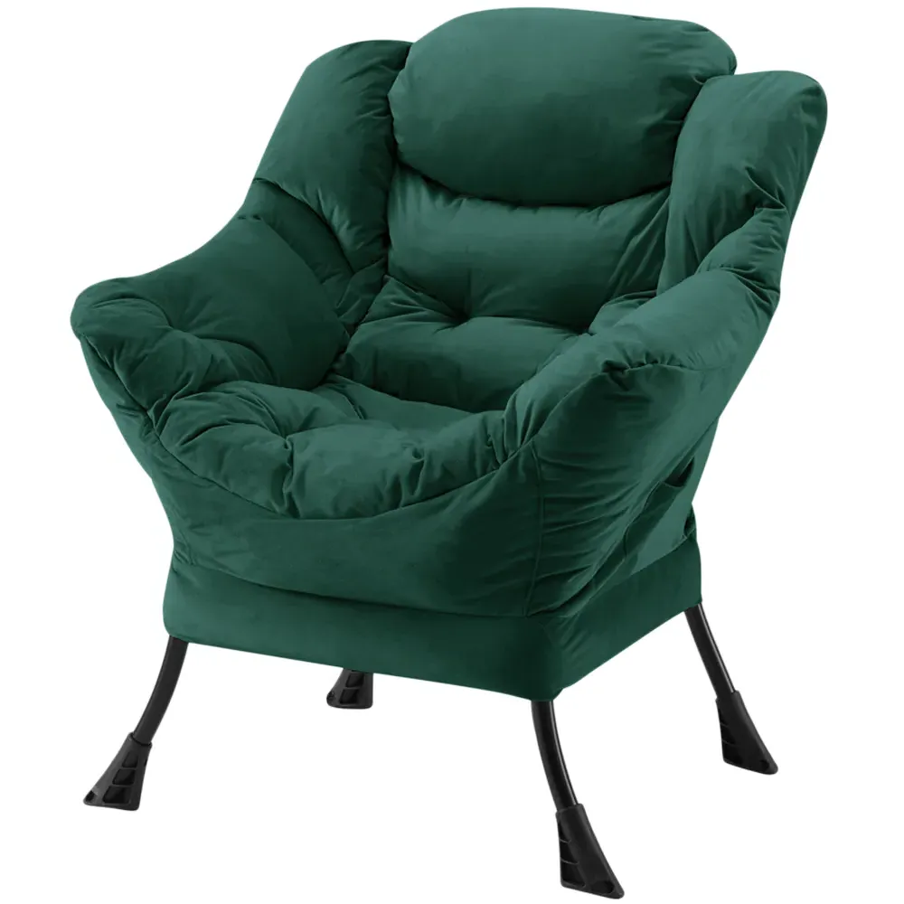 Mellow Lazy Chair with Storage - Green, Velvet