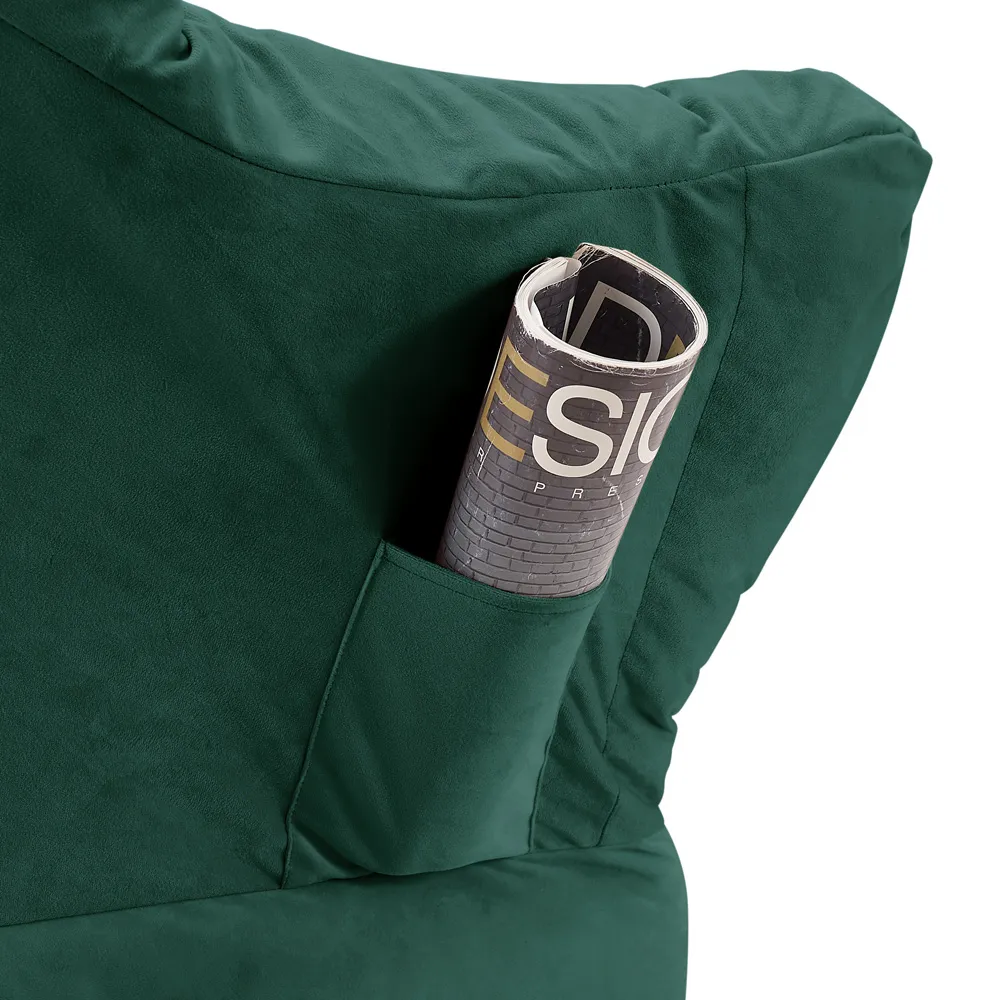 Mellow Lazy Chair with Storage - Green, Velvet