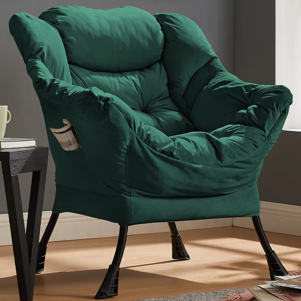 Mellow Lazy Chair with Storage - Green, Velvet