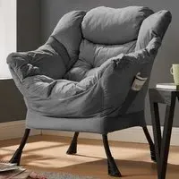 Mellow Lazy Chair with Storage - Grey, Velvet