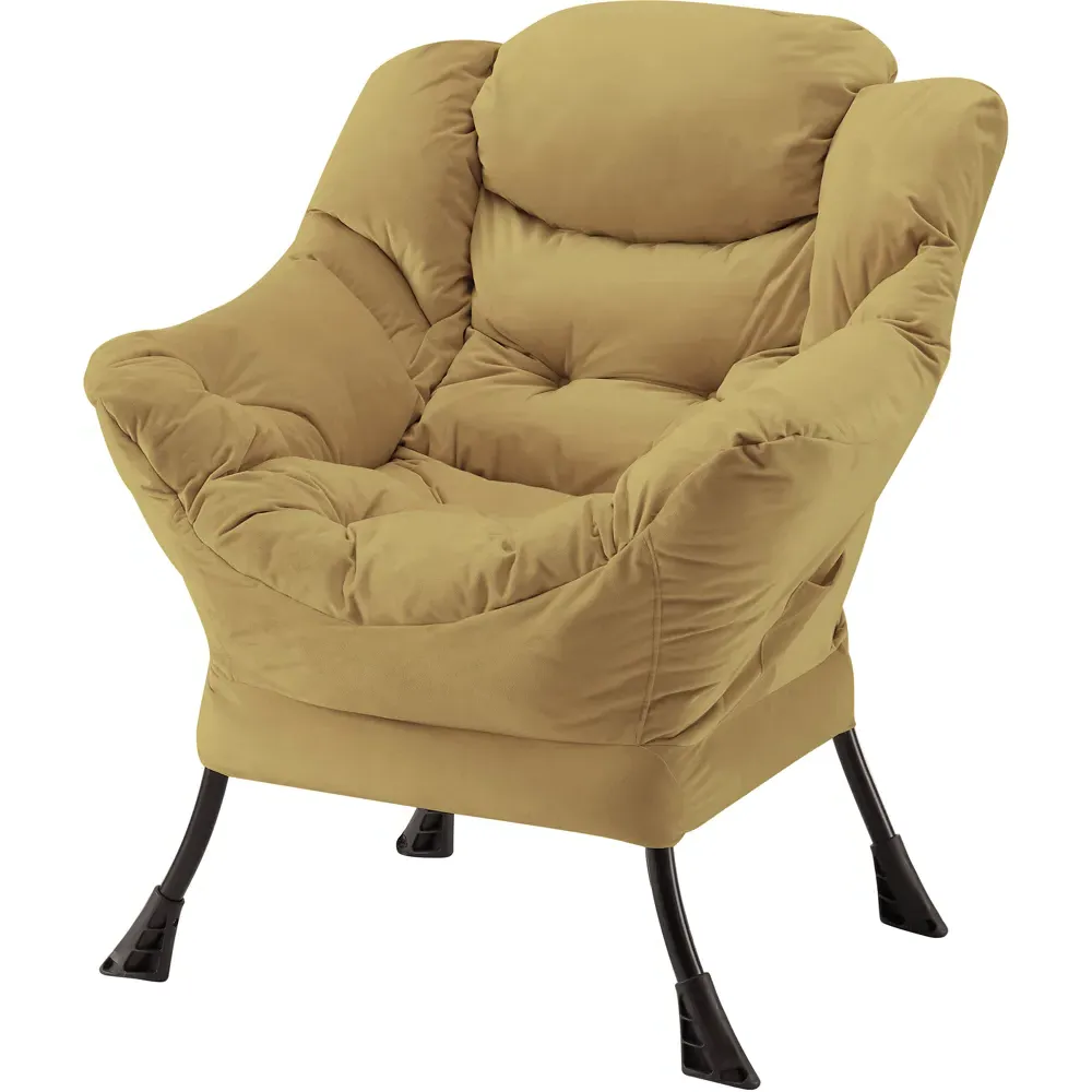 Mellow Lazy Chair with Storage - Yellow, Velvet