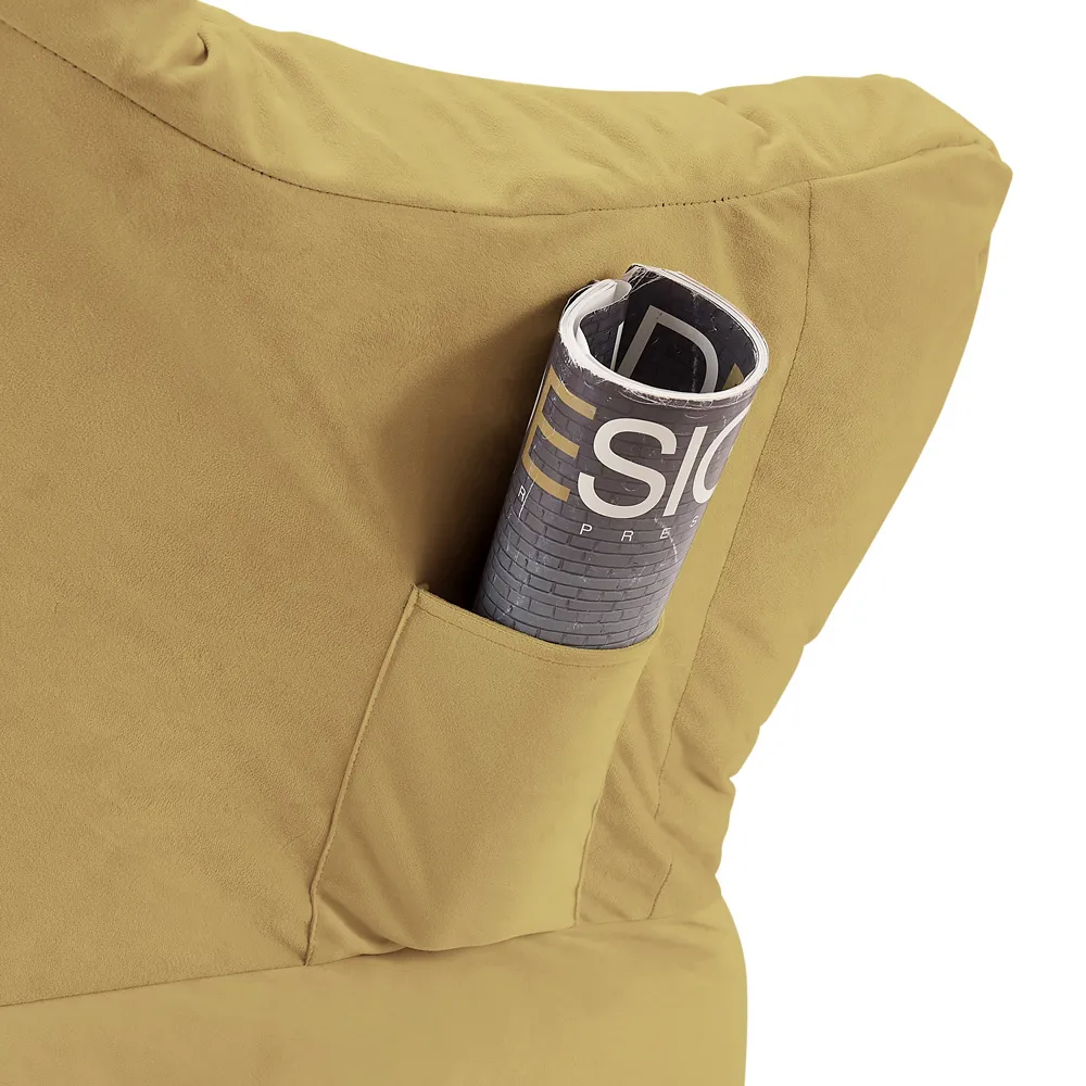 Mellow Lazy Chair with Storage - Yellow, Velvet