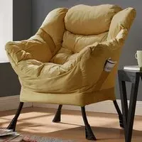 Mellow Lazy Chair with Storage - Yellow, Velvet