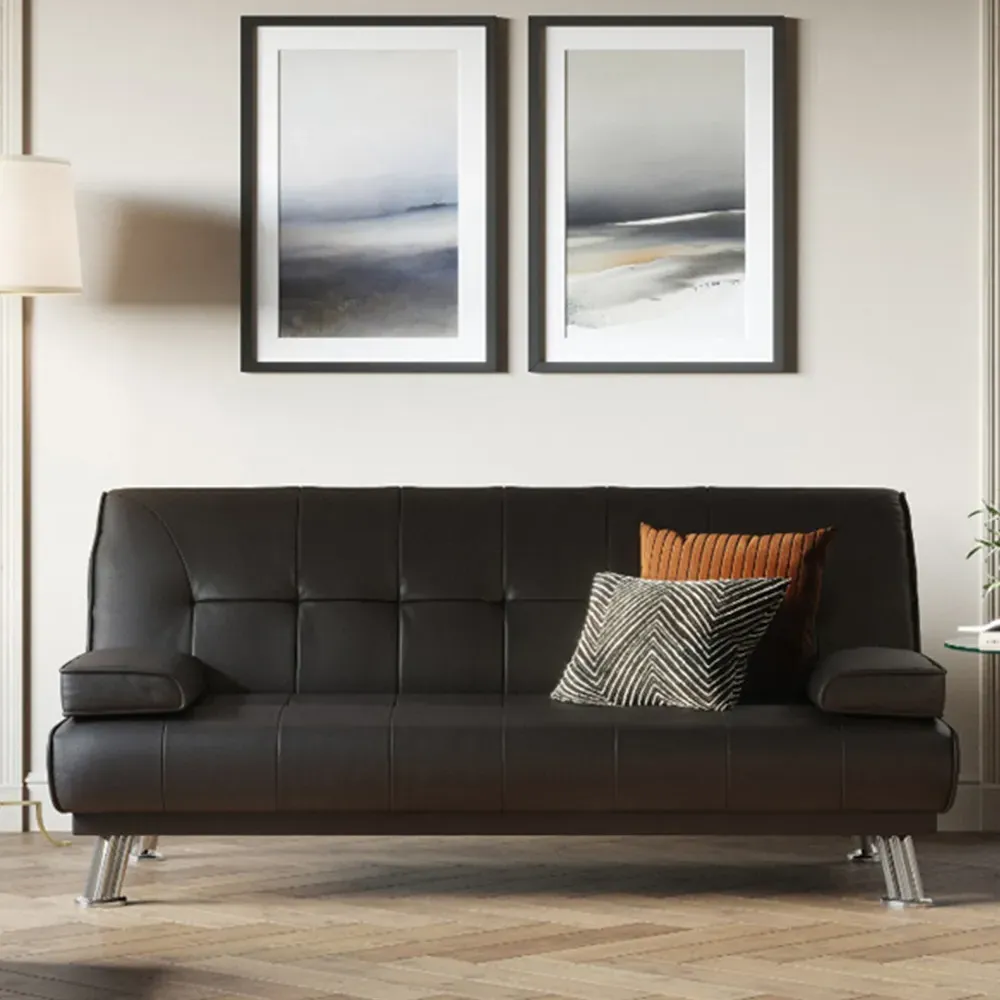 Montana Double Sleeper Sofa Bed with Click-Clack - Brown, Faux Leather