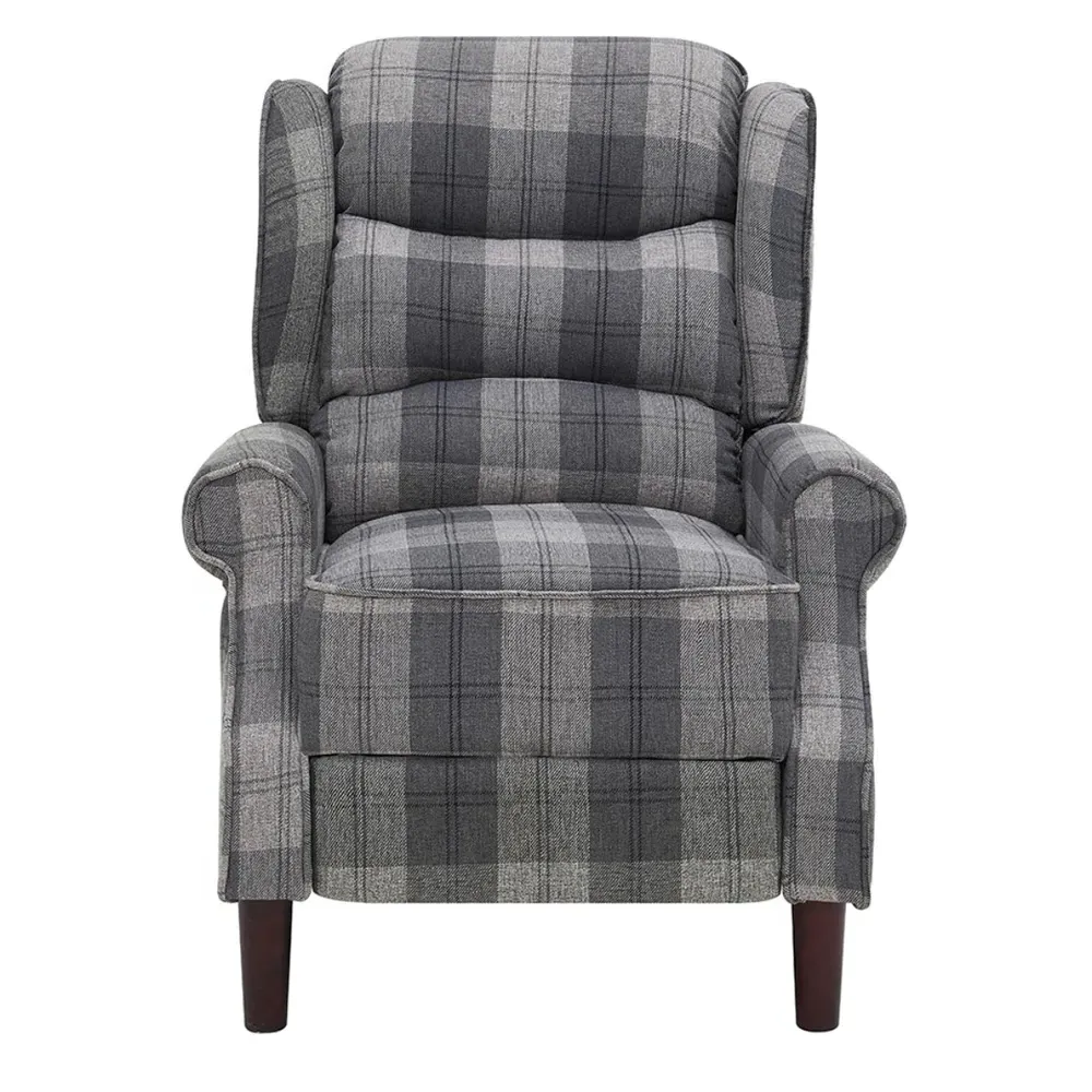 Nairn Recliner Chair - Grey, Tartan