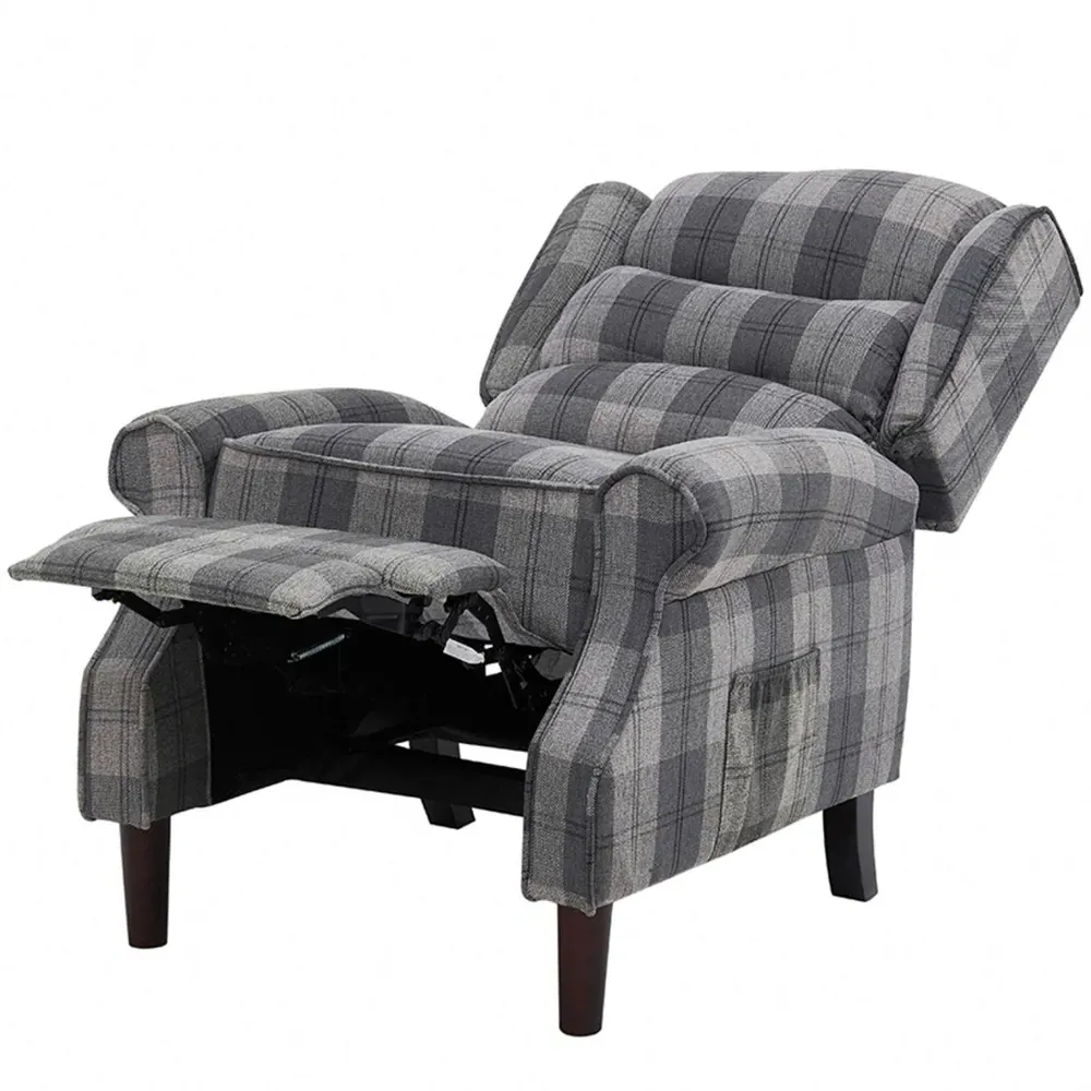 Nairn Recliner Chair - Grey, Tartan