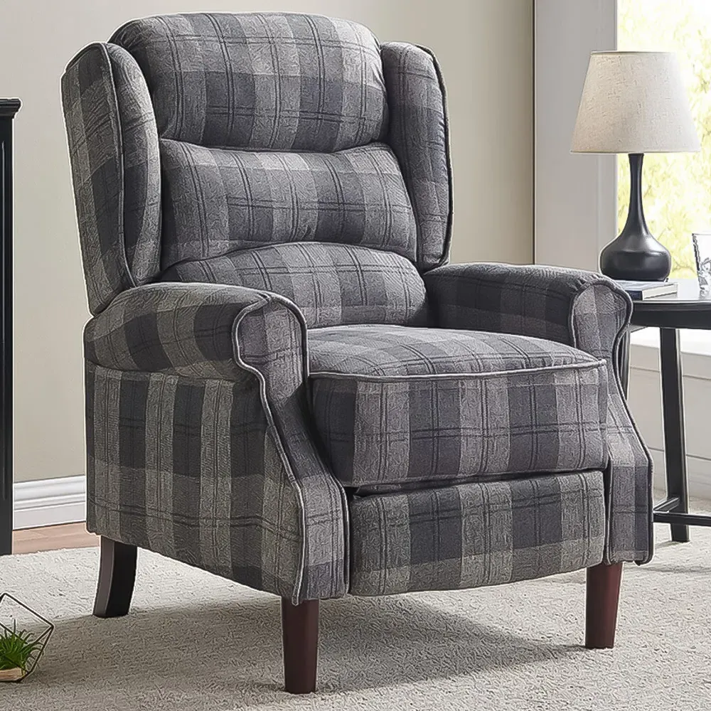 Nairn Recliner Chair - Grey, Tartan image