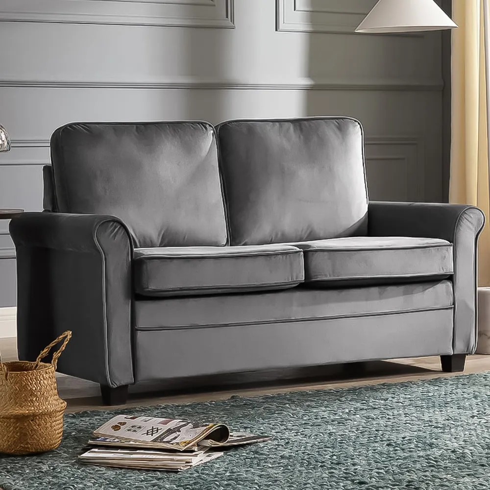 Nathan Small Double Sofa Bed with Pull Out - Grey, Velvet image