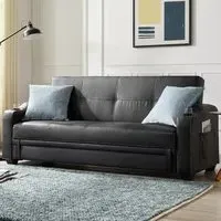 Nebraska Sofa Bed with Storage - Black, Faux Leather
