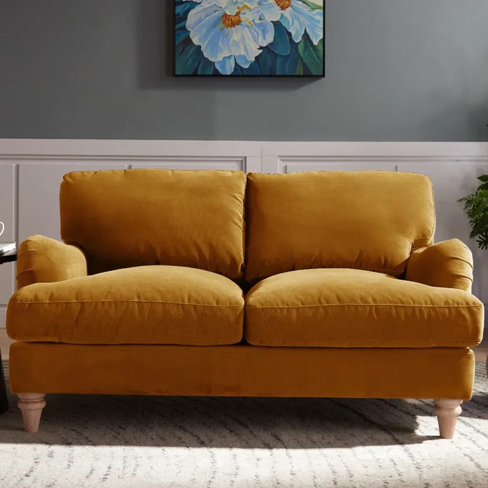Oxford 2-Seater Sofa - Mustard Gold, Velvet image